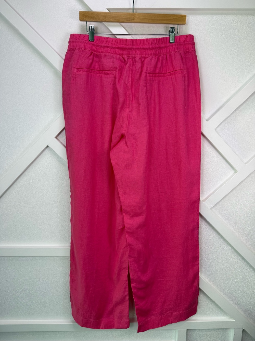 NWT Athleta Retreat Linen High Rise Wide Leg Pant Hot Pink Size Large - Picture 5 of 12